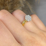 "Aurovine" 0.27 Carat  Round Cut Natural Diamond Shoulder Cluster Engagement Ring MDR3906
