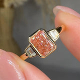 "Avelix" Pink 1.03 Carat Radiant Cut Trilogy Lab Grown Diamond Engagement Ring HLR448
