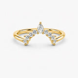 "Avena" Floral Pear Cut Centre 0.30ct Diamond V Shape Eternity Ring ET30