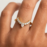 "Avena" Floral Pear Cut Centre 0.30ct Diamond V Shape Eternity Ring ET30