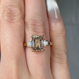 "Avenorix" Brown 2.5 Carat Emerald Cut Trilogy Lab Grown Diamond Engagement Ring HLM514 HEERA DIAMONDS