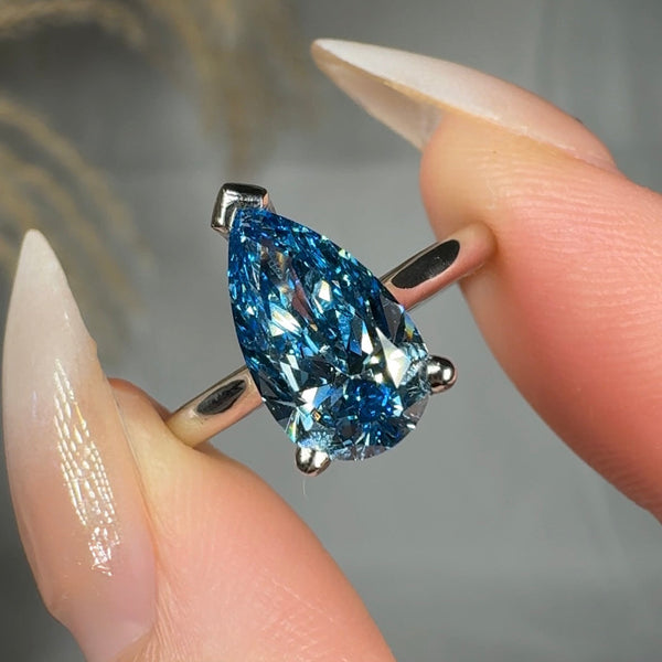 "Aventhys" Blue Sapphire 2 Carat Pear Cut Diamond Engagement Ring HLM519 HEERA DIAMONDS