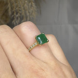 "Avex" Emerald Green 3 Carat Princess Cut Natural Diamond Shoulder Engagement Ring HM551 HEERA DIAMONDS