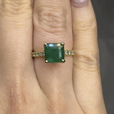 "Avex" Emerald Green 3 Carat Princess Cut Natural Diamond Shoulder Engagement Ring HM551 HEERA DIAMONDS