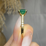 "Avex" Emerald Green 3 Carat Princess Cut Natural Diamond Shoulder Engagement Ring HM551 HEERA DIAMONDS