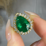 "Avionne" Green 4.15 Carat Pear Cut Diamond Shoulder Engagement Ring HM2051 HEERA DIAMONDS