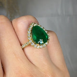 "Avionne" Green 4.15 Carat Pear Cut Diamond Shoulder Engagement Ring HM2051 HEERA DIAMONDS
