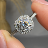 "Avior" 0.61 Carat Round Cut Halo Diamond Shoulder Engagement Ring HLM181 HEERA DIAMONDS