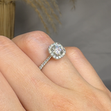 "Avior" 0.61 Carat Round Cut Halo Diamond Shoulder Engagement Ring HLM181 HEERA DIAMONDS