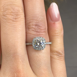 "Avior" 0.61 Carat Round Cut Halo Diamond Shoulder Engagement Ring HLM181 HEERA DIAMONDS