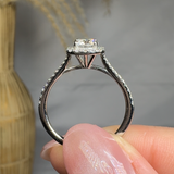 "Avior" 0.61 Carat Round Cut Halo Diamond Shoulder Engagement Ring HLM181 HEERA DIAMONDS