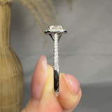 "Avior" 0.61 Carat Round Cut Halo Diamond Shoulder Engagement Ring HLM181 HEERA DIAMONDS