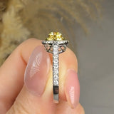 "Avlisse" Yellow 0.41 Carat Round Cut Natural Diamond Shoulder Engagement Ring HR294