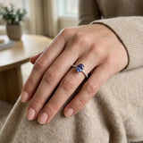 "Avra" Tanzanite 0.88 Carat Oval Cut Natural Diamond Shoulder Engagement Ring HM298
