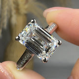 "Avren" 3.54 Carat Emerald Cut Lab Grown Diamond Shoulder Engagement Ring HLR486