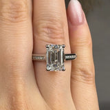 "Avren" 3.54 Carat Emerald Cut Lab Grown Diamond Shoulder Engagement Ring HLR486