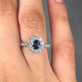 "Avyra" Blue Sapphire 0.46 Carat Round Cut Diamond Shoulder Engagement Ring HM1198 HEERA DIAMONDS