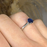 "Avyron" Blue Sapphire 0.81 Carat Oval Cut Solitaire Natural Diamond Engagement Ring HR704