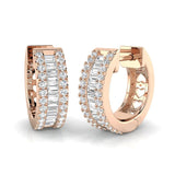 BAGUETTE AND ROUND CUT DIAMOND HOOP EARRING