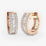 BAGUETTE AND ROUND CUT DIAMOND HOOP EARRING