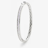 BAGUETTE CUT DIAMOND CHANNEL HALF SETTING BANGLE IN 18K WHITE GOLD HEERA DIAMONDS