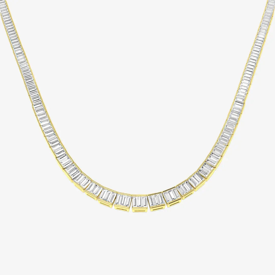 BAGUETTE CUT DIAMOND CHANNEL SETTING Necklace IN 18K WHITE GOLD – HEERA ...
