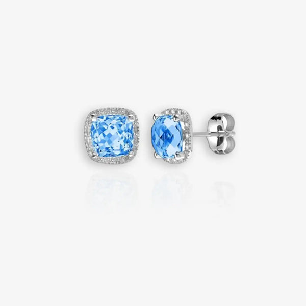 BLUE TOPAZ DROP EARRINGS IN 9K WHITE GOLD HEERA DIAMONDS