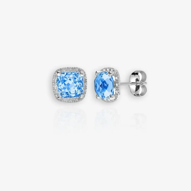 BLUE TOPAZ DROP EARRINGS IN 9K WHITE GOLD HEERA DIAMONDS