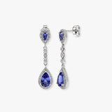 BLUE TOPAZ DROP EARRINGS IN 9K WHITE GOLD
