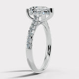 "Bambi" Under Hidden Halo 3 Carat Pear Cut Diamond Shoulders Engagement Ring