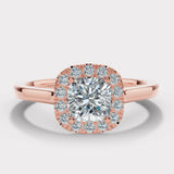 "Becky" 1 Carat Halo Cushion Cut Engagement Ring HACC03 HEERA DIAMONDS