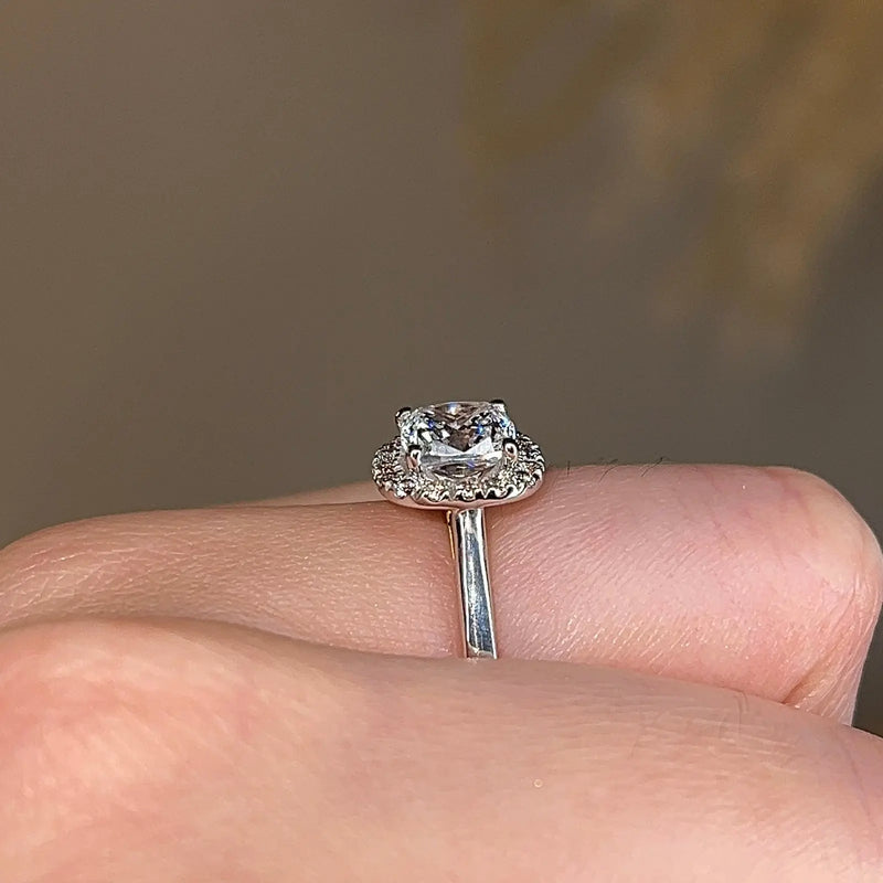 "Becky" Halo Cushion Cut Engagement Ring HACC03 - HEERA DIAMONDS