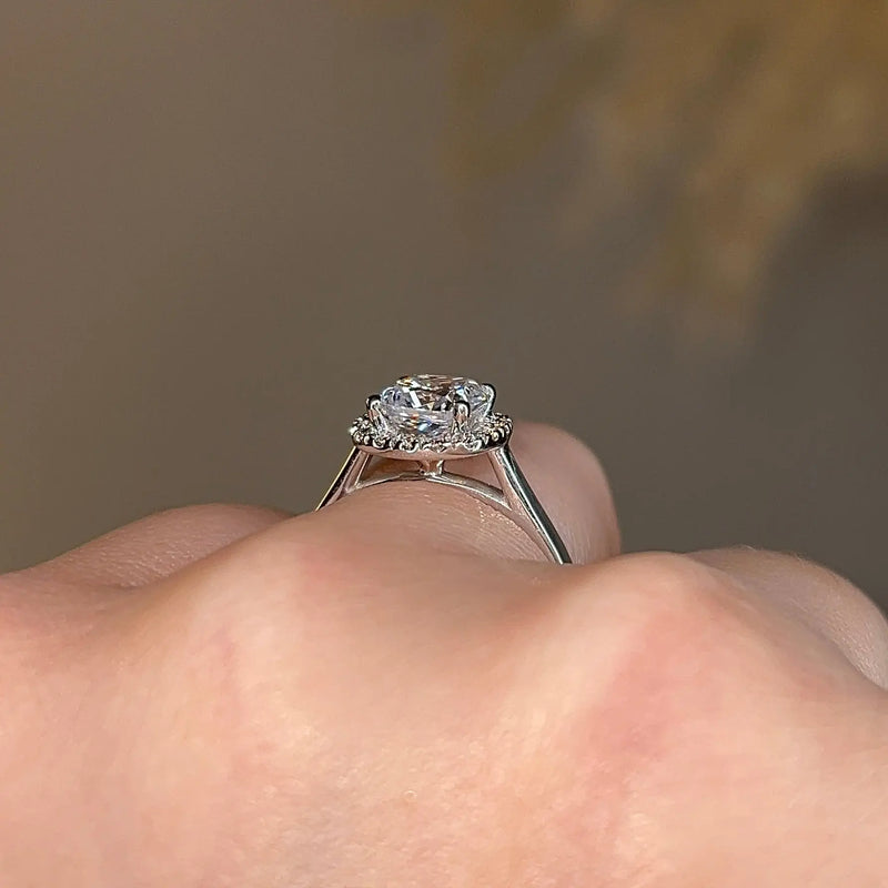 "Becky" Halo Cushion Cut Engagement Ring HACC03 - HEERA DIAMONDS