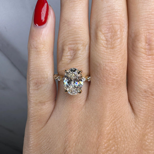 "Bree" Oval Cut 5 Carat Diamond Shoulder Engagement Ring HEERA DIAMONDS