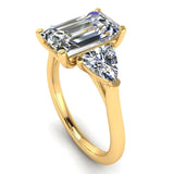 "Brenzy" Emerald Cut 2.5 Carat Three Stone Trilogy Engagement Ring 3SEC08 HEERA DIAMONDS
