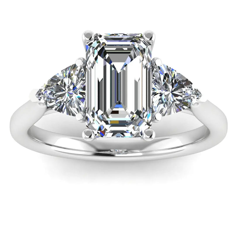 "Brenzy" Emerald Cut 2.5 Carat Three Stone Trilogy Engagement Ring 3SEC08 HEERA DIAMONDS