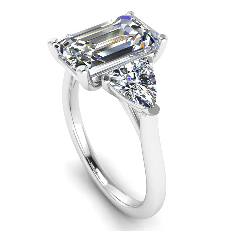 "Brenzy" Emerald Cut 2.5 Carat Three Stone Trilogy Engagement Ring 3SEC08 HEERA DIAMONDS