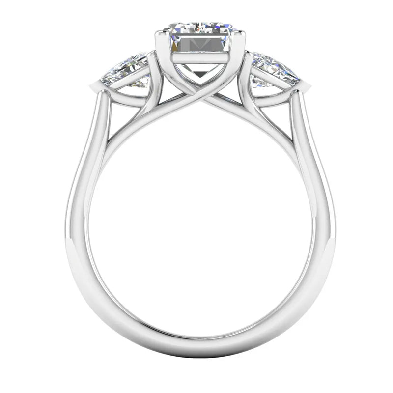 "Brenzy" Emerald Cut 2.5 Carat Three Stone Trilogy Engagement Ring 3SEC08 HEERA DIAMONDS