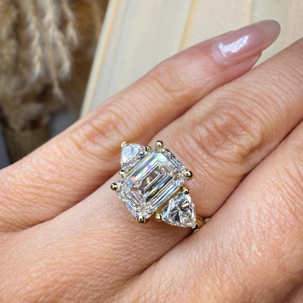 "Brenzy" Emerald Cut 2.5 Carat Three Stone Trilogy Engagement Ring 3SEC08 HEERA DIAMONDS