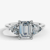 "Brenzy" Emerald Cut 2.5 Carat Three Stone Trilogy Engagement Ring 3SEC08 HEERA DIAMONDS