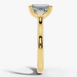 "Brenzy" Emerald Cut 2.5 Carat Three Stone Trilogy Engagement Ring Render-Side view