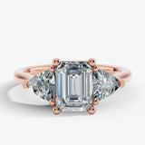 "Brenzy" Emerald Cut 2.5 Carat Three Stone Trilogy Engagement Ring- Rose gold