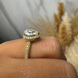 "Brianca" Halo Pear Cut 4 Carat Diamond Shoulder Engagement Ring HEERA DIAMONDS