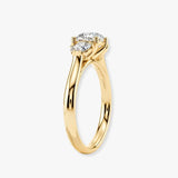 "Brielle" 1 Carat Three Stone Cushion and Half Moon Side Stones Trilogy Diamond Ring 3SCC01