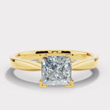 "Brooke" 2.50 Carat Solitaire Asscher Cut Diamond Platinum Prongs Yellow Gold Band Engagement Ring