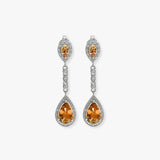 CITRINE DROP EARRINGS IN 9K WHITE GOLD
