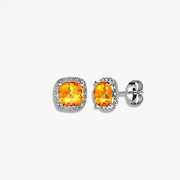 CITRINE HALO STUD EARRINGS IN 9K WHITE GOLD HEERA DIAMONDS