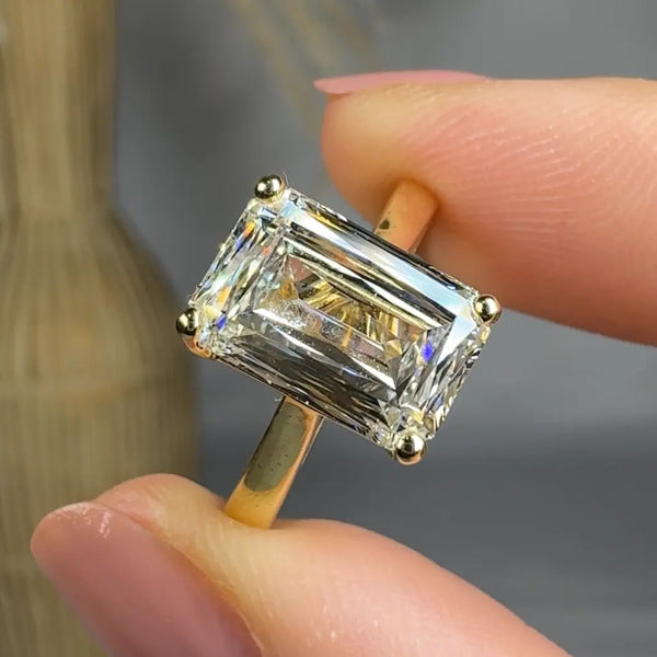 "Cael" 4.05 Carat Emerald Cut Solitaire Lab Grown Diamond Engagement Ring HM1728 HEERA DIAMONDS