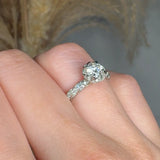 "Cal" 0.53 Carat Round Cut Natural Diamond Shoulder Engagement Ring HM781