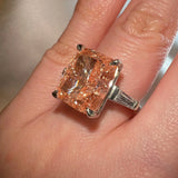 "Cali" Trilogy Pink Elongated Cushion Cut Lab Diamond Tapered Shoulder Engagement Ring - HEERA DIAMONDS